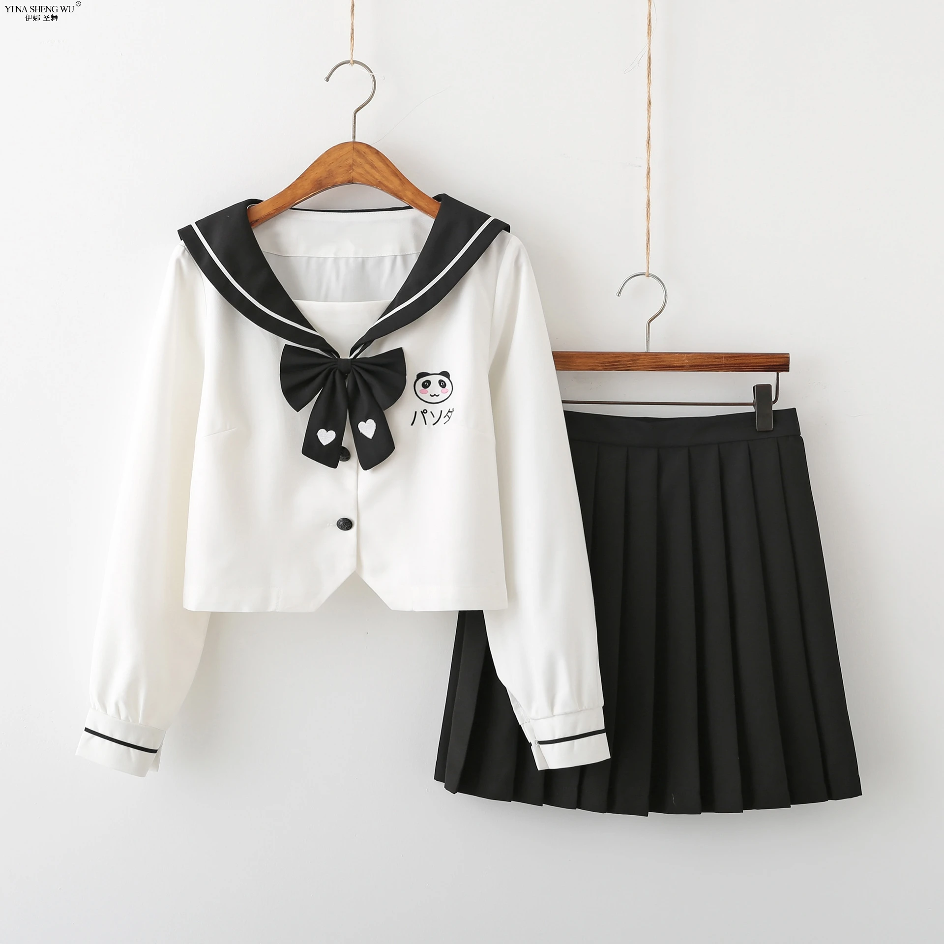 

Black White Schoolgirl Uniform Japanese Class Sailor School JK Uniforms Students Clothes For Girls Anime COS Pleated Skirt Suits