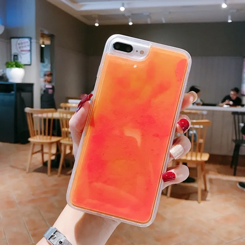 Светящийся неоновый песок чехол для Samsung Galaxy S8 S9 S10 E Plus Note8 9 10 Pro светящийся в