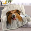 BlessLiving Shepherd Dog Throw Blanket on Bed Collie 3D Animal Sherpa Blanket Plush Bedspreads Soft White Thin Quilt 130x150cm 1