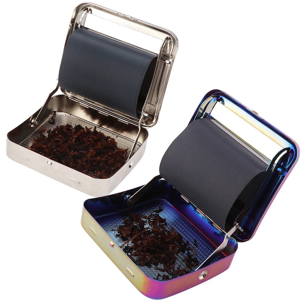 

2 In1 Tobacco Box Cigarette Maker 70MM Metal Semi-automatic Cigarette Operation Case for Storage Vanilla Spice Weed Accessories