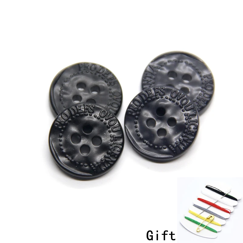 

15/20mm Black Coat Plastic Coat Buttons With Letters For Clothes Men Sweater Decor Handmade DIY Sewing Accessories Wholesale