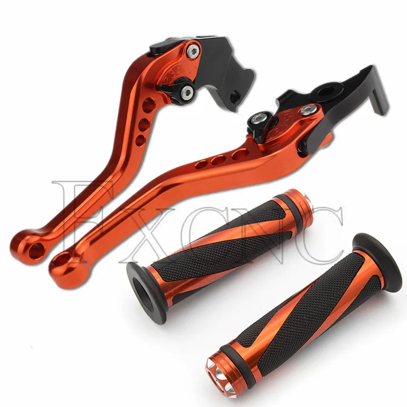 Lever with Grips CNC регулируемый мотоцикл тормозной рычаг сцепления ручные ручки набор аксессуары для мотоциклов Yamaha FZ16 FZ 16 2012- 2013 - Цвет: Lever with Grips