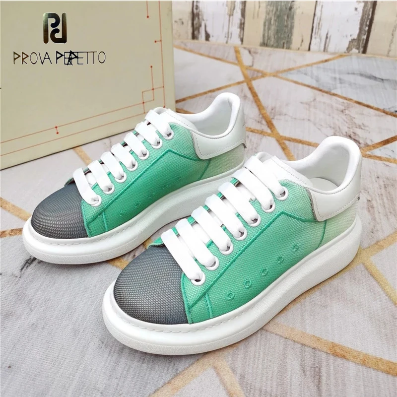 

Spring and summer new style thick-soled inner heightening lace-up color matching breathable fashion casual sports shoes women