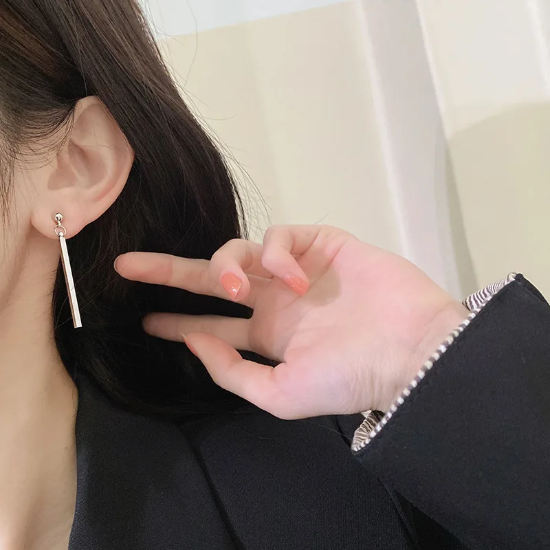 

Fashionable and simple one-line geometry women's ball pin drop earrings fish hook earrings charm female hypoallergenic ear jewel