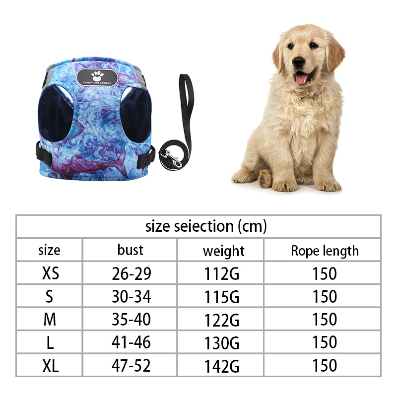 Strong And Durable Pet Breathable Mesh Leash Reflective Chest Strap Lightweight Comfortable To Wear Collar | Дом и сад