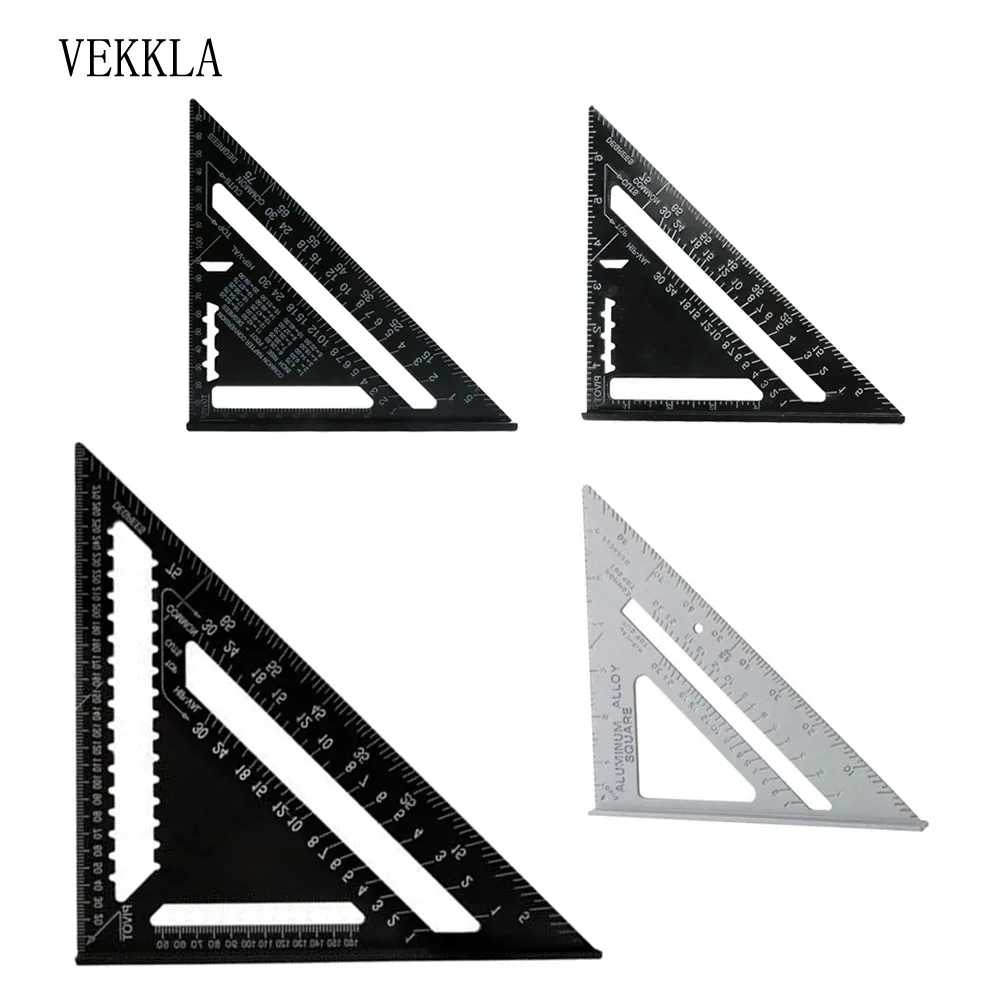 

Треугольная линейка из алюминиевого сплава 7/12 дюйма, транспортир, измерительный инструмент для деревообработки, быстрый считывание квадра...