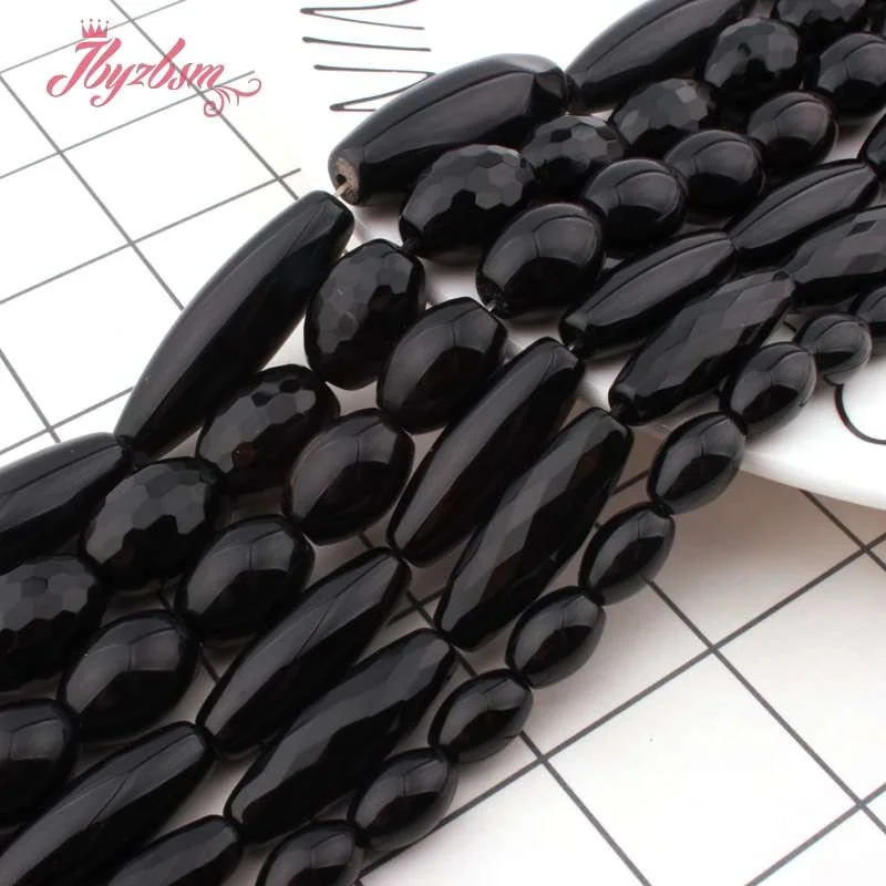Овальные черные бусины из натурального камня оникс свободные для