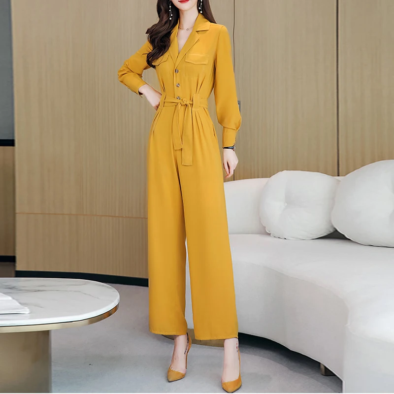 

Летний модный женский комбинезон, женский комбинезон с длинным рукавом, с поясом и широкими штанинами, уличный комбинезон, брюки, женские ко...