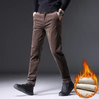 dimi trousers high quality brand clothing 28 40 winter new warm fleece corduroy pants men casual plus size velvet brown