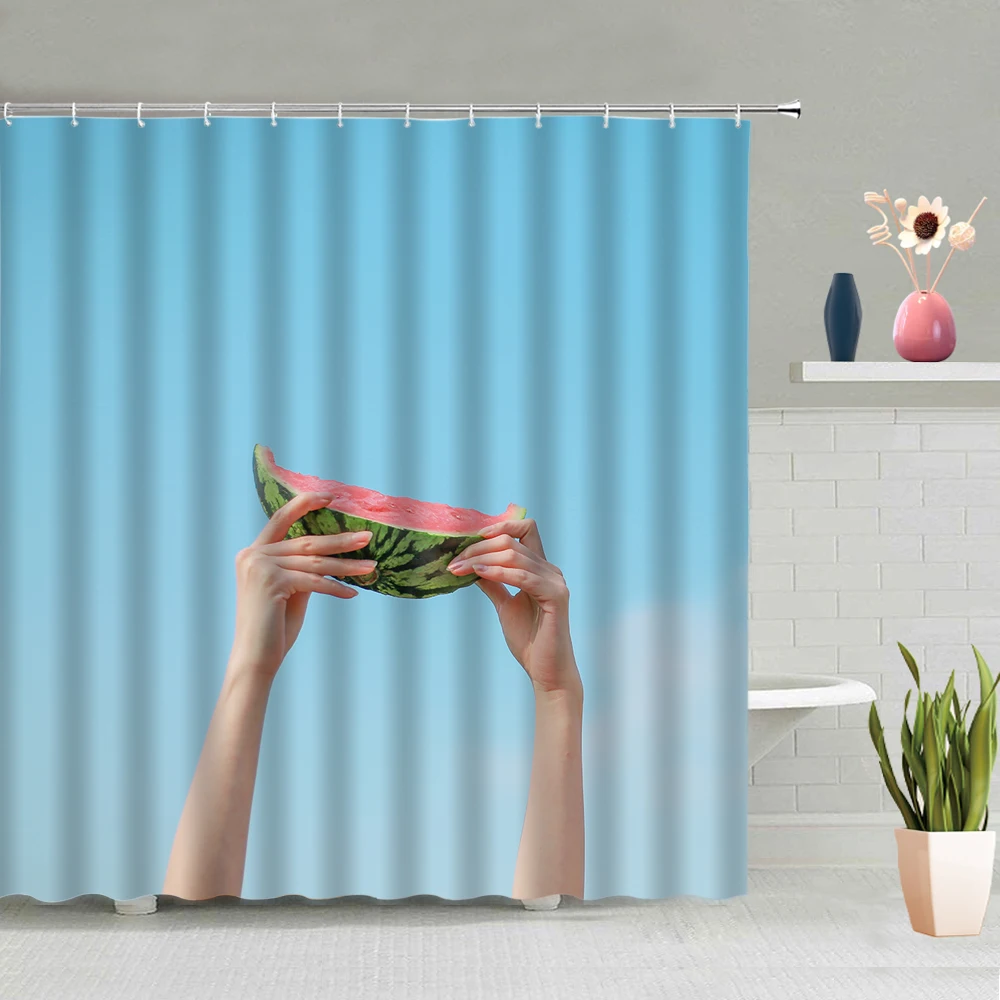 

Прохладный летний арбуз лимонный свежий креативный рисунок занавеска для душа в ванную комнату водонепроницаемый и устойчивый к плесени п...