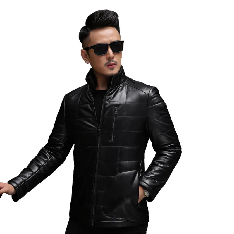Кожаная мужская куртка 2020 норковая Меховая с воротником размера плюс зимняя из