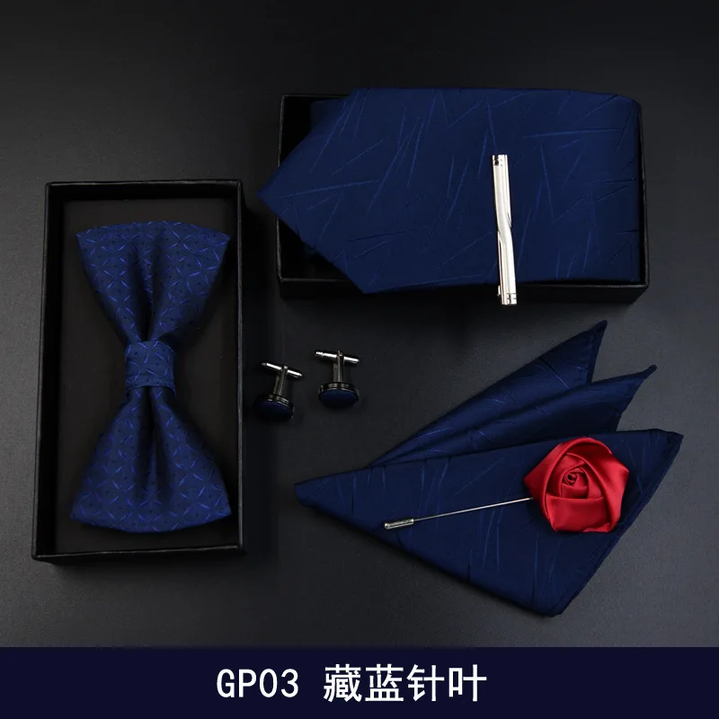 6pcs luxury Tie Set for Man Fashion Mens Ties Set Pocket Square Tie Clip Brooch  Formal Dress Necktie wedding party men gift