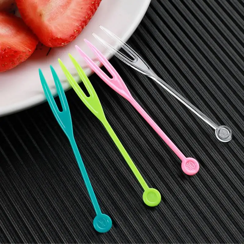 

Одноразовая Бытовая маленькая вилка, пластиковая Подвеска для фруктов, 200 шт., прозрачная индивидуальная упаковка, десертная вилка