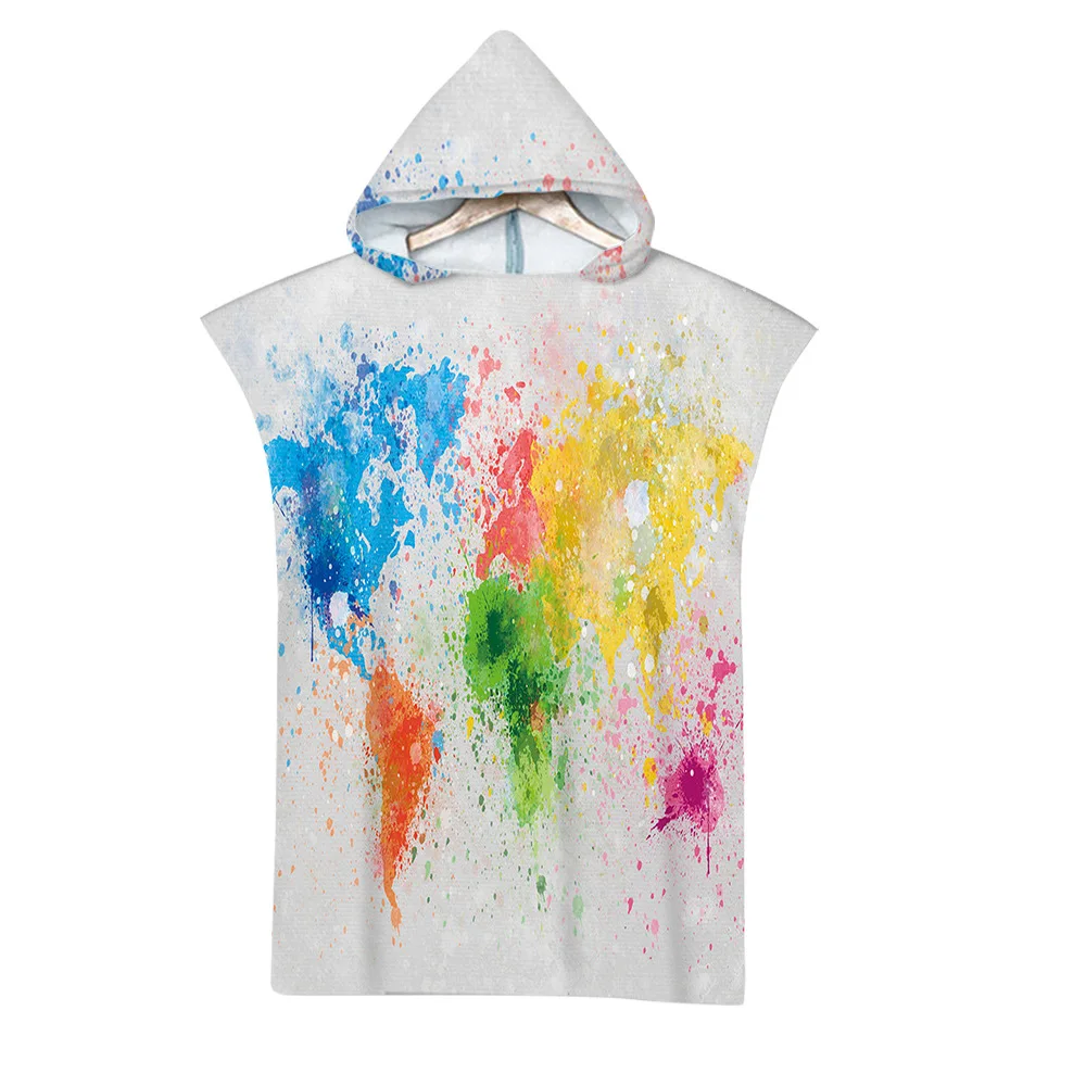 Банное пляжное полотенце из микрофибры с принтом в виде карты Халат капюшоном