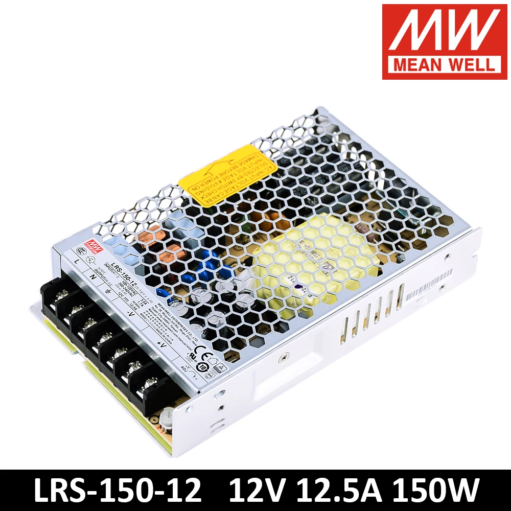 

Original MEAN WELL LRS-150-12 110/220V AC TO DC 12V 12.5A 150W Single Output Switching Power Supply Meanwell LRS-150 LED Driver