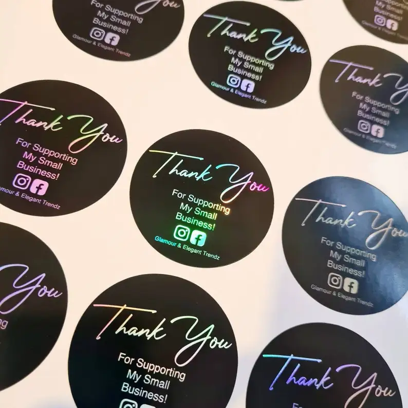 100pcs custom holographic stickers aesthetic phone laptop bike waterproof personalized laser labels die out business logo decal free global shipping
