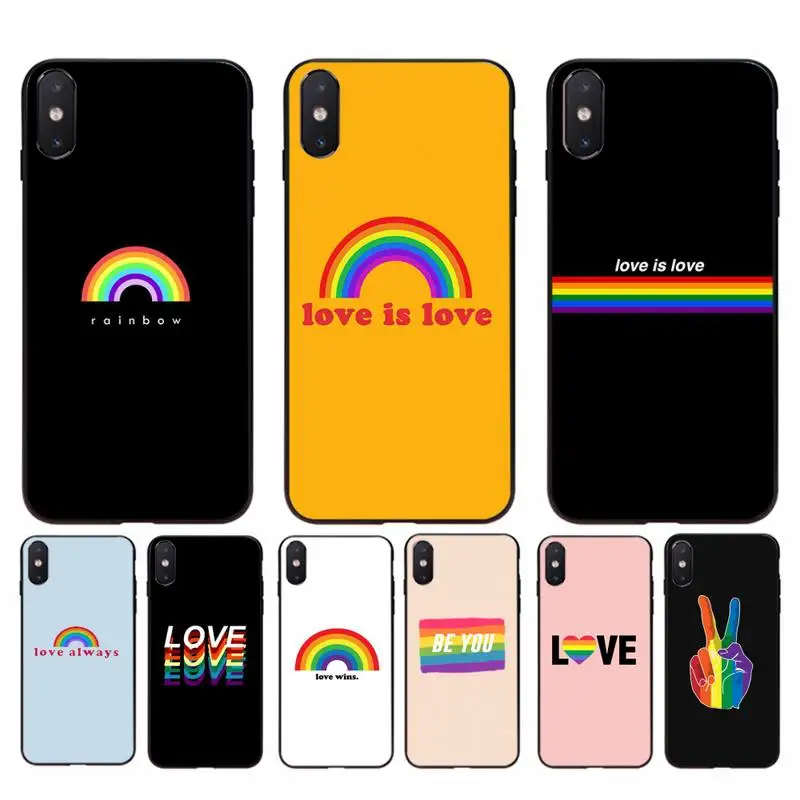 Motirunner LGBTQ Rainbow love is черный мягкий чехол из ТПУ для iphone 11 Pro Max X XS MAX 6 6s 7 8 plus 5 5S 5SE XR SE2020