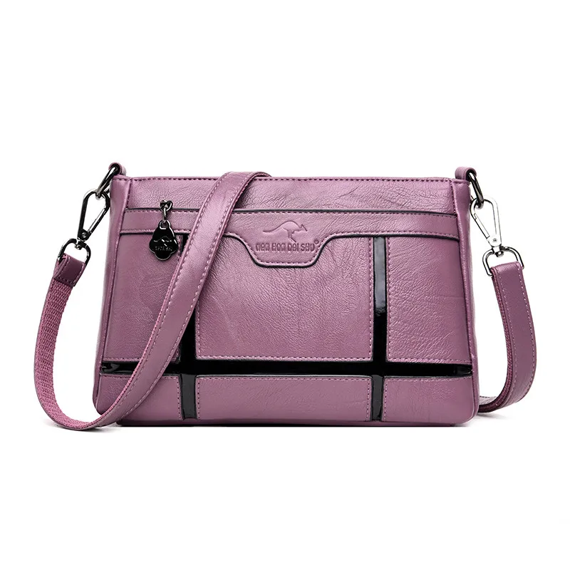 PURPLE Женская сумка-почтальонка Женская Bolsa кожаные роскошные сумки женские сумки дизайнерские Sac основной дамские повседневные сумки на плечо для женщин - Цвет: PURPLE