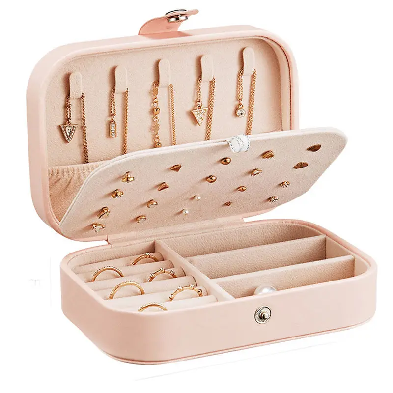 

Женская шкатулка из искусственной кожи, коробка для хранения ювелирных изделий, чехол для демонстрации колец, портативный органайзер для ю...