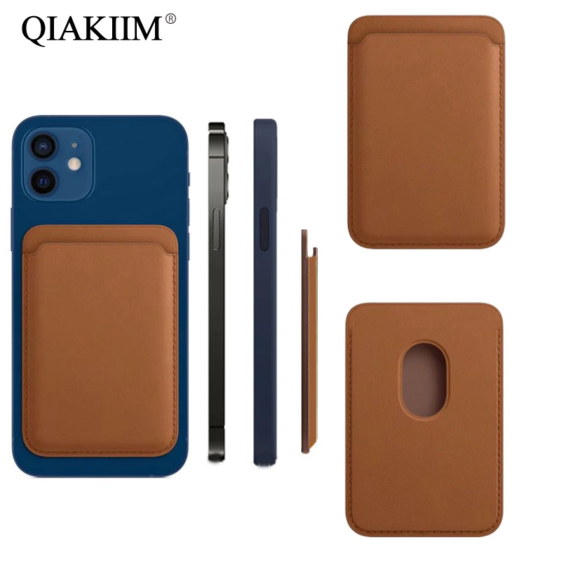 Кожаный магнитный держатель для карт iPhone 12 Mini Pro Max Magsafe задний кошелек Карманный