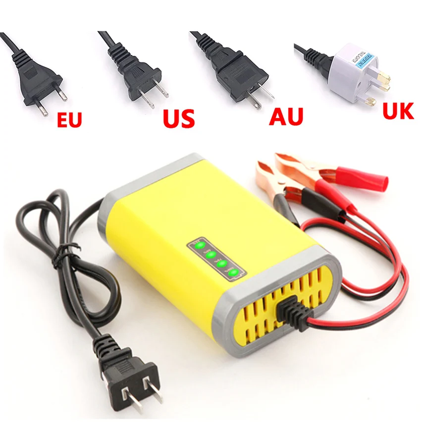 smart led 12 volt 2a automatic battery charger for car motorcycle scooters mowers auto 12v lead acid agm gel 7ah 10ah 12ah 20ah free global shipping