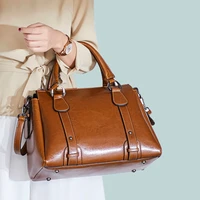 2021 retro oil wax stitching boston shoulder bag women designer leather handbags women crossbody messenger bag casual tote sac
