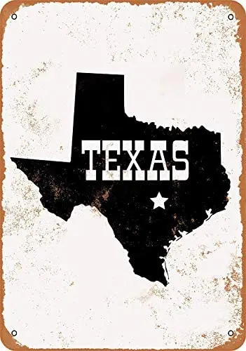 

12 x 16 Inches Metal Sign - Texas State - Vintage Look Wall Decoration