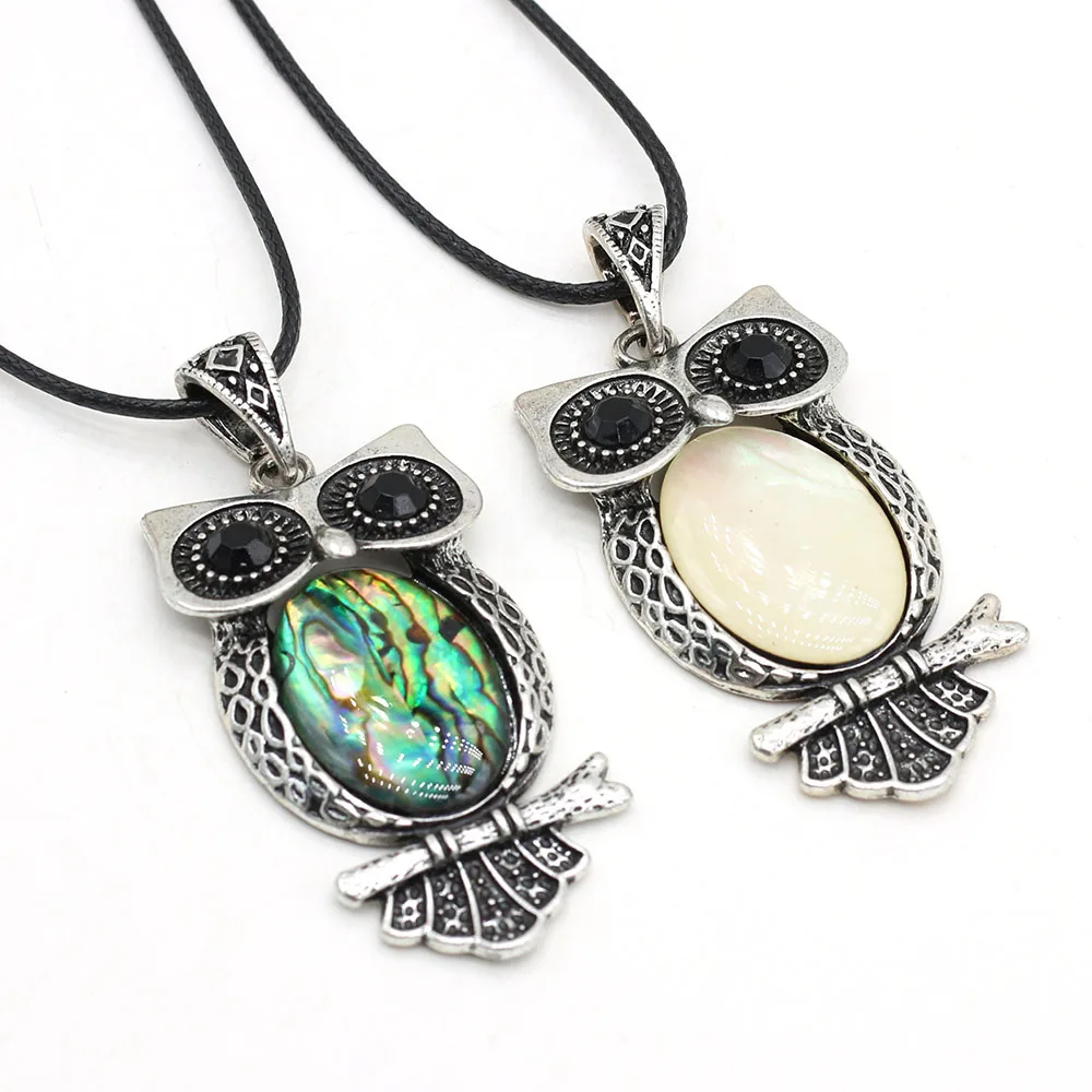 

Natural Sea Owl Shape White Abalone Shell Necklace Pendants Charms Jewelry for Women Party Gifts Size 30x50mm Length 45cm