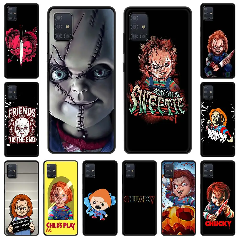 Horror Movie Chucky Love cute Phone Case for Samsung Galaxy A51 A71 A21S A03s A13 A33 A53 A11 A31 A52 A41 A32 5G A01 Black Cover