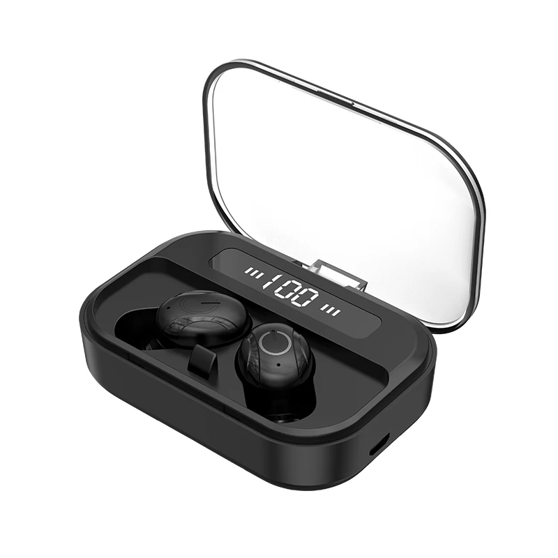 Черный Ture Беспроводные стерео Bluetooth наушники с микрофоном, дисплей питания, музыкальная кнопка управления, Bluetooth наушники-вкладыши для смартфона - Цвет: Черный