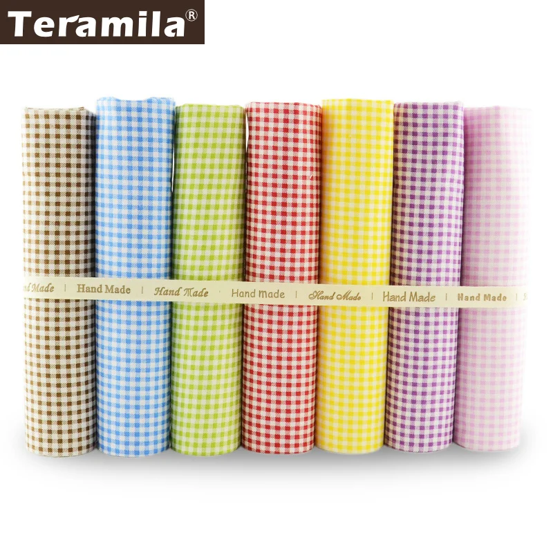 Colored Check Design 7PCS/lot Cotton Fabric Patchwork Other Sewing Project Cloth Dolls Cutting Pieces Quilting Meter Toys Tecido