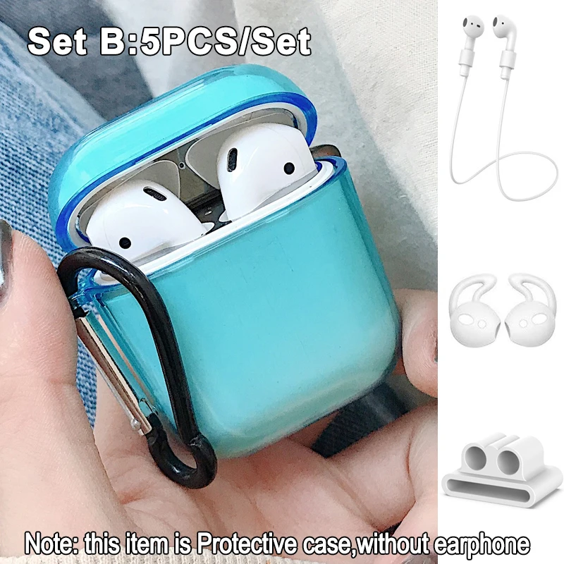 2/5 шт. прозрачный чехол для airpods симпатичный защитный 2 с заглушкой наушников