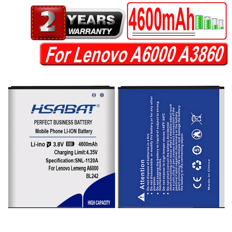 Аккумулятор HSABAT BL F33 4600 мАч BL242 для Lenovo A6000 A3860 A3580 A3900|Аккумуляторы мобильных