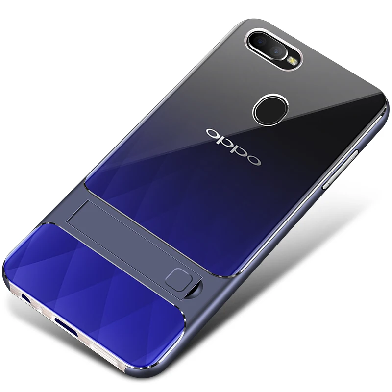 Crystal Navy Чехол для мобильного телефона, чехол для OPPO F7 F9 Pro, мягкий 3D стенд, 360 Защитный Гибридный Силиконовый чехол для телефона OPPOF7 OPPOF9 F9Pro, милая сумка - Цвет: Crystal Navy