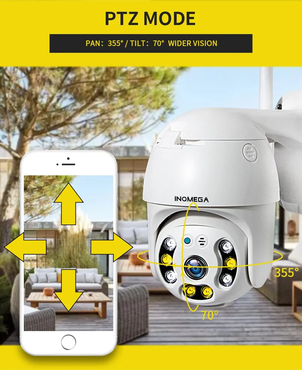 

Полноцветная купольная камера INQMEGA 1080P с автоматическим отслеживанием, наружная беспроводная камера с облачным хранилищем, водонепроницае...