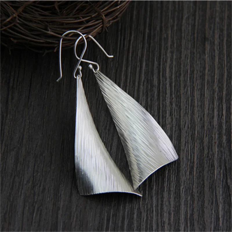 Женские серьги-треугольники ручной работы из чистого серебра 925 пробы с