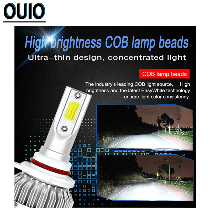 2 шт. C6 Макс комплект автомобильных светодиодных фар Led H4 LED H7 H11 H13 H1 H3 9004 9005 9006 COB 6000K