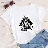 2021 funny t shirts aesthetic elegant summer loose short sleeve grim reaper and many kittens printed fashionc white t shirt
