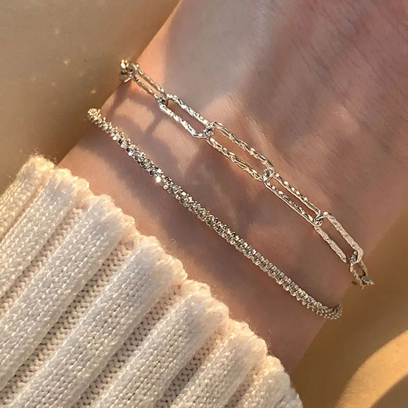 

Silvology 925 Sterling Silver Sparkling Wide Chain Bracelets for Women Elegant Simple Italy Chain Bracelets Ladies Party Jewelry