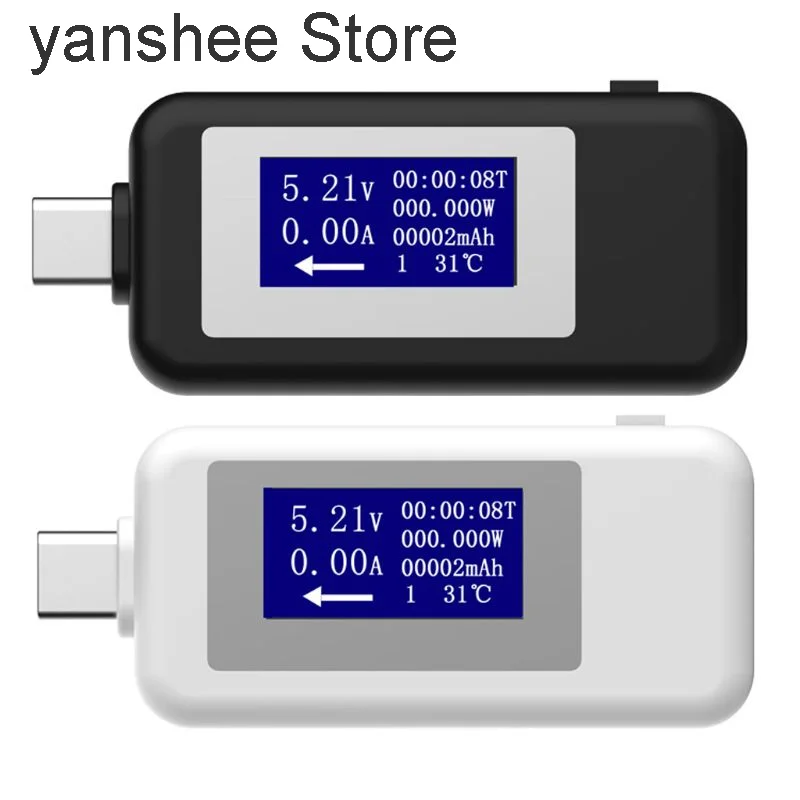 

Многофункциональный ЖК-тестер напряжения USB типа C, термометр, вольтметр, Цифровое зарядное устройство, монитор емкости.