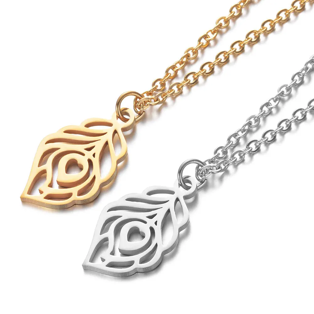 

Ladies Charm Necklace Tree Leaf Hollow Stainless Steel Pendant Necklace With Love Pattern Ladies Elegant Jewelry Gift