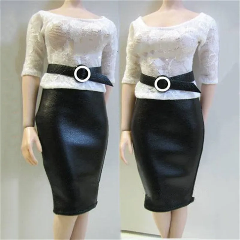 

1/6 Scale Female Soldier Accessories Professional Tight-fitting Hip Skirt Imitation Leather Skirt Set for 12 inch Action Figure