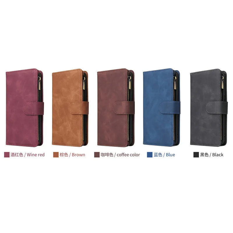 

Zipper Flip Wallet Case For Samsung S8 S9 S10 S20 Plus S10 Lite S20 Ultra Note 10 20 Ultra Note 9 Case Luxury Leather Case Cover