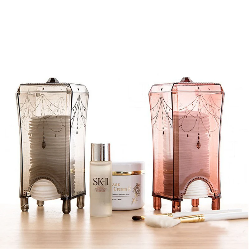 Прозрачная коробка для хранения ватных тампонов органайзер макияжа пластиковая