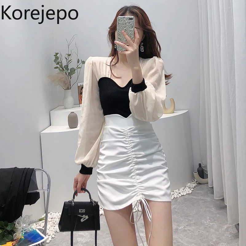 

Корейская женская рубашка 2021 Ранняя осень новая Корейская шикарная Ретро шифоновая шелковая рубашка с длинными рукавами строченная стрейч...