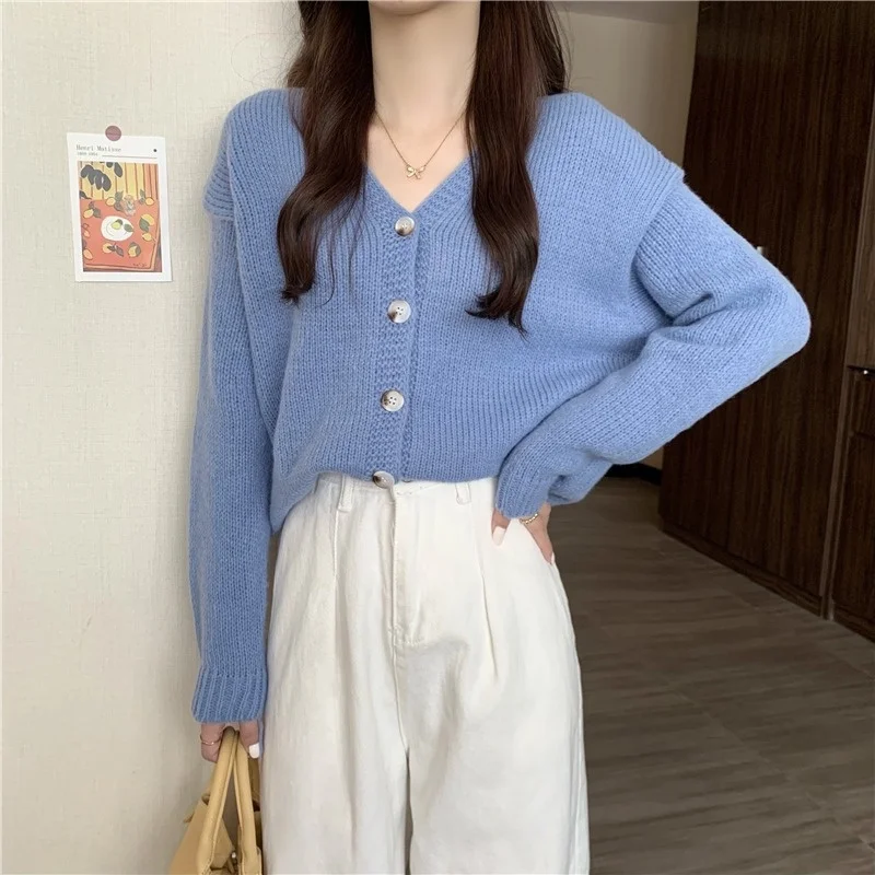 Шикарный осенний Топ свитер для ленивых женщин розовая короткая трикотажная