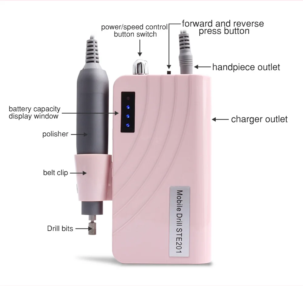 Электрический набор сверл для ногтей 3000 об/мин портативная машинка полировки