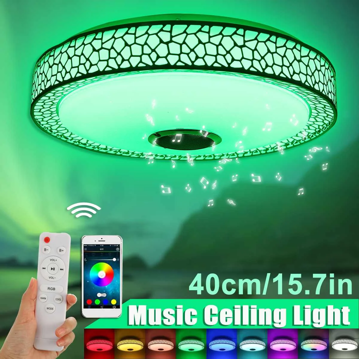 

Современный светодиодный RGB потолочный светильник, лампа для дома, музыкальная лампа с дистанционным управлением через приложение и bluetooth д...