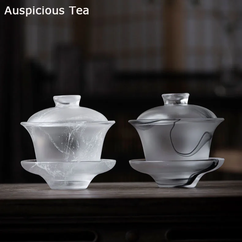 High-end Heat Resistant Glass Ceramic Sancai GaiWan Chinese Kungfu Teaset Master Cup Household Tea Ceremony Drinkware Customized