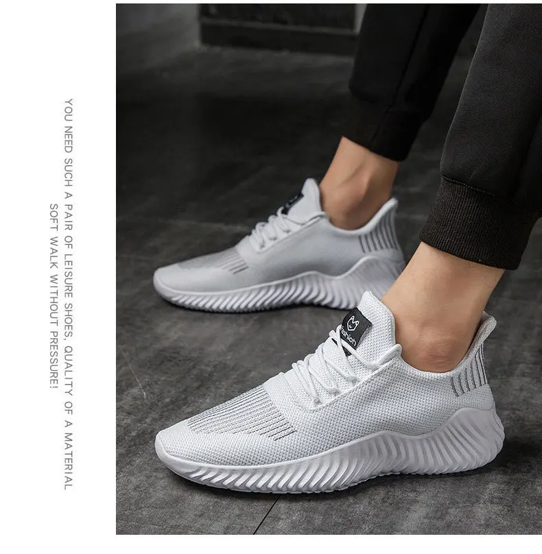 Мужские кроссовки Flyknit Дышащая повседневная мужская обувь Light Large Size Tennis Male Поддержка взрослых Dropshipping 39-47